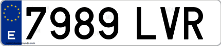 Ejemplo de matrícula de coche ordinaria 7989 LVR