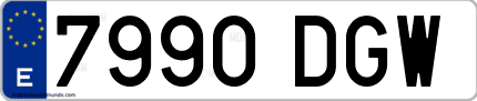 Ejemplo de matrícula de coche ordinaria 7990 DGW