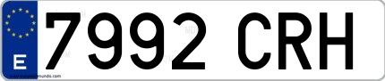 Ejemplo de matrícula española 7992 CRH