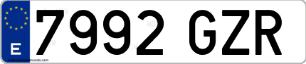Ejemplo de matrícula de coche ordinaria 7992 GZR