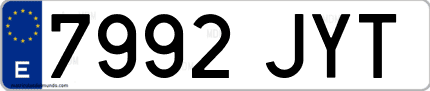 Ejemplo de matrícula de coche ordinaria 7992 JYT