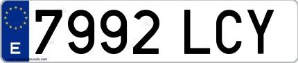 Ejemplo de matrícula española 7992 LCY