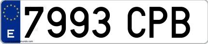 Ejemplo de matrícula española 7993 CPB