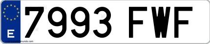 Ejemplo de matrícula española 7993 FWF