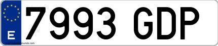 Ejemplo de matrícula española 7993 GDP