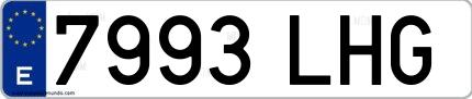 Ejemplo de matrícula española 7993 LHG