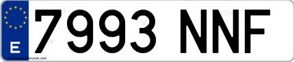 Ejemplo de matrícula española 7993 NNF