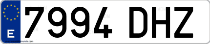 Ejemplo de matrícula de coche ordinaria 7994 DHZ