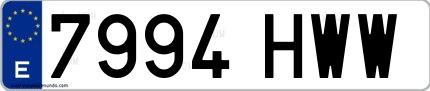 Ejemplo de matrícula española 7994 HWW