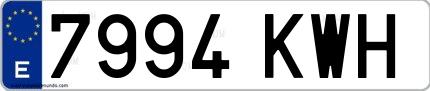 Ejemplo de matrícula española 7994 KWH
