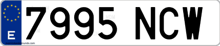 Ejemplo de matrícula de coche ordinaria 7995 NCW