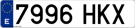 Ejemplo de matrícula de coche ordinaria 7996 HKX