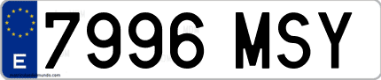 Ejemplo de matrícula de coche ordinaria 7996 MSY