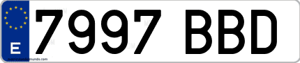 Ejemplo de matrícula de coche ordinaria 7997 BBD