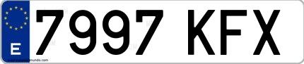 Ejemplo de matrícula española 7997 KFX