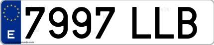 Ejemplo de matrícula española 7997 LLB