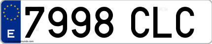 Ejemplo de matrícula de coche ordinaria 7998 CLC