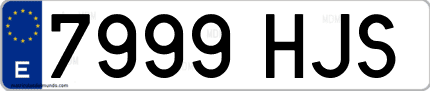 Ejemplo de matrícula de coche ordinaria 7999 HJS
