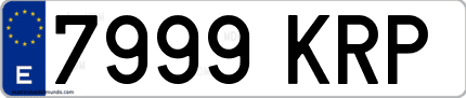 Ejemplo de matrícula de coche ordinaria 7999 KRP