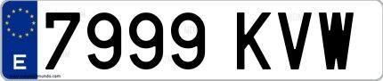 Ejemplo de matrícula española 7999 KVW