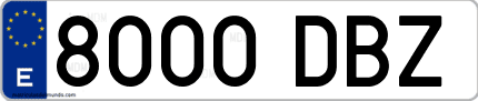 Ejemplo de matrícula de coche ordinaria 8000 DBZ