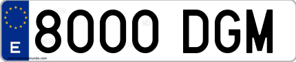 Ejemplo de matrícula de coche ordinaria 8000 DGM