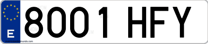 Ejemplo de matrícula de coche ordinaria 8001 HFY
