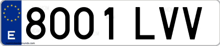 Ejemplo de matrícula de coche ordinaria 8001 LVV