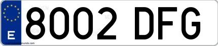Ejemplo de matrícula española 8002 DFG