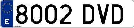 Ejemplo de matrícula española 8002 DVD