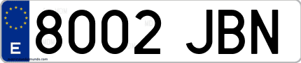 Ejemplo de matrícula de coche ordinaria 8002 JBN