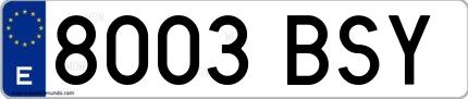 Ejemplo de matrícula española 8003 BSY