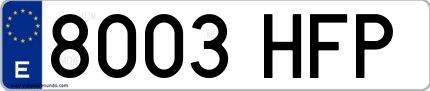 Ejemplo de matrícula española 8003 HFP