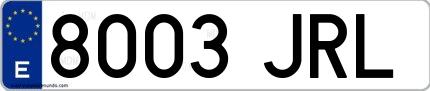 Ejemplo de matrícula española 8003 JRL