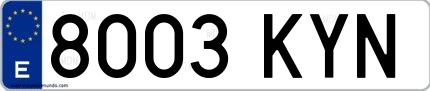 Ejemplo de matrícula española 8003 KYN