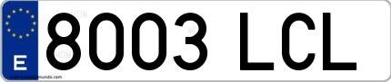 Ejemplo de matrícula española 8003 LCL