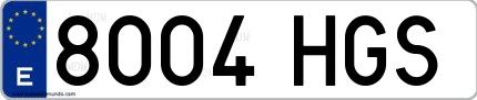 Ejemplo de matrícula española 8004 HGS