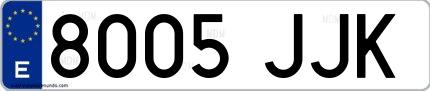 Ejemplo de matrícula española 8005 JJK