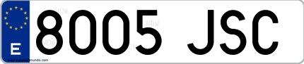 Ejemplo de matrícula española 8005 JSC