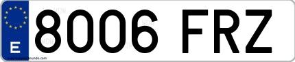 Ejemplo de matrícula española 8006 FRZ