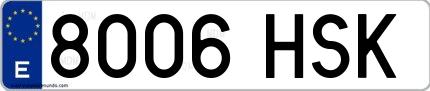 Ejemplo de matrícula española 8006 HSK