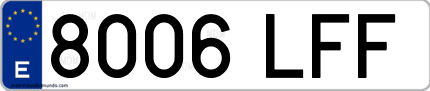 Ejemplo de matrícula de coche ordinaria 8006 LFF