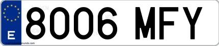 Ejemplo de matrícula española 8006 MFY