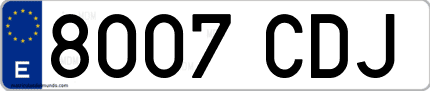 Ejemplo de matrícula de coche ordinaria 8007 CDJ