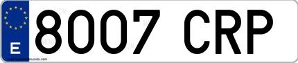Ejemplo de matrícula española 8007 CRP