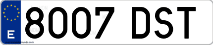 Ejemplo de matrícula de coche ordinaria 8007 DST
