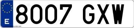 Ejemplo de matrícula española 8007 GXW