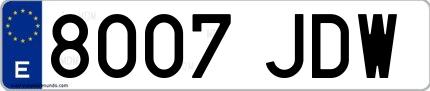 Ejemplo de matrícula española 8007 JDW