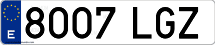 Ejemplo de matrícula de coche ordinaria 8007 LGZ