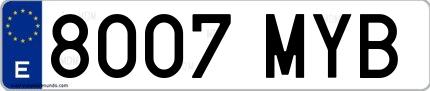 Ejemplo de matrícula española 8007 MYB